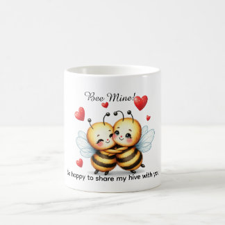 Liebevolles Bienenpaar mit Herzen Kaffeetasse