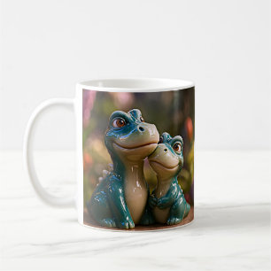 Liebevolles blaues Dino-Paar Kaffeetasse