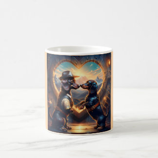 Liebevolles Dachshund-Paar am Portal der Liebe Kaffeetasse