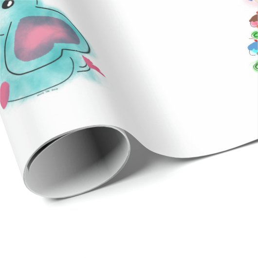 Liebevolles Elefantgeburtstags-Packpapier Geschenkpapier (Rolleneckpunkt)