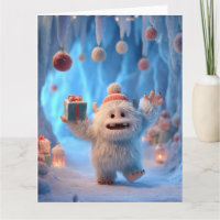 Liebevolles Fluffiges Yeti-Wesen feiert
