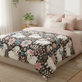 Liebevolles Lamm-Blumen-Kinderzimmer-Decke Fleecedecke
