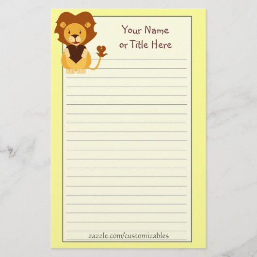 Liebevolles Löwe-Briefpapier Briefpapier (Vorderseite)