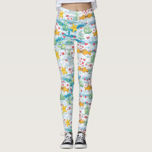 Liebevolles Ozean-Liebesmuster Süße Fische & See Leggings
