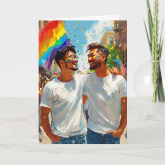 Liebevolles Regenbogen-Paar Karte (Vorderseite)