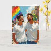 Liebevolles Regenbogen-Paar Karte (Gelbe Blume)
