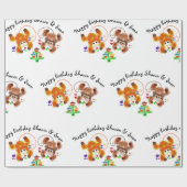 Liebevolles Zwillingsaffe-Geburtstags-Packpapier Geschenkpapier (Flach)