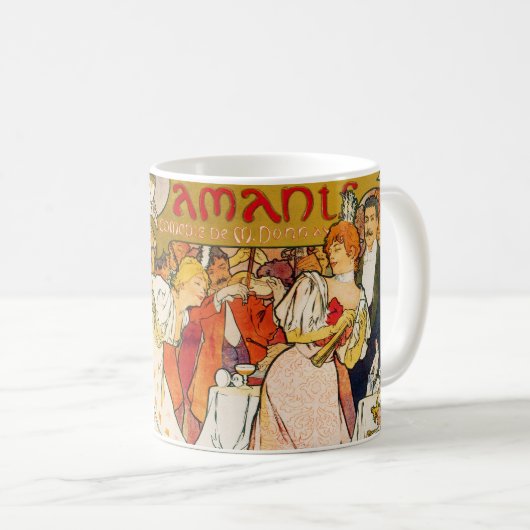Liebhaber, Alphonse Mucha Kaffeetasse (VorderseiteRechts)