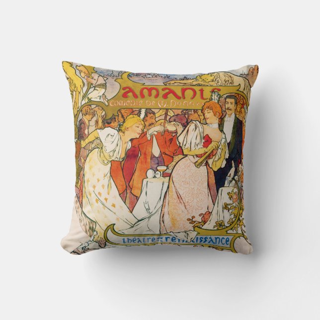Liebhaber, Alphonse Mucha Kissen (Vorderseite)