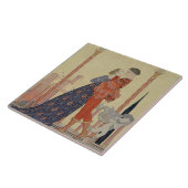 Liebhaber auf einem Balkon (w/c auf Papier) Fliese (Seite)