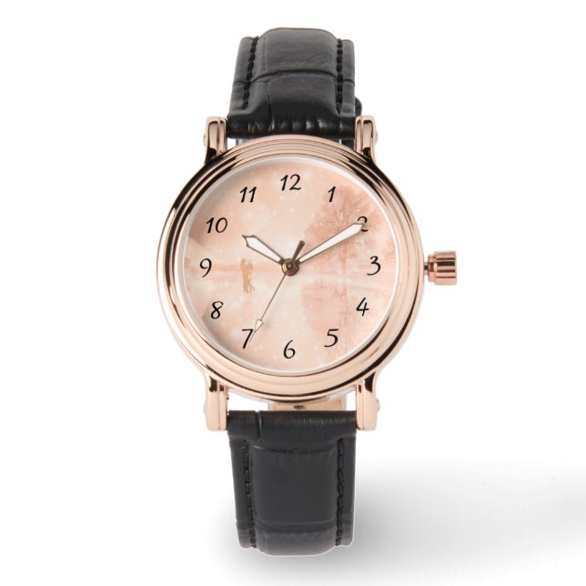 Liebhaber auf einem gefrorenen Teich Armbanduhr (Vorderseite)