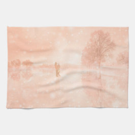 Liebhaber auf einem gefrorenen Teich Geschirrtuch