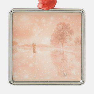 Liebhaber auf einem gefrorenen Teich Ornament Aus Metall