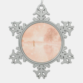 Liebhaber auf einem gefrorenen Teich Schneeflocken Zinn-Ornament