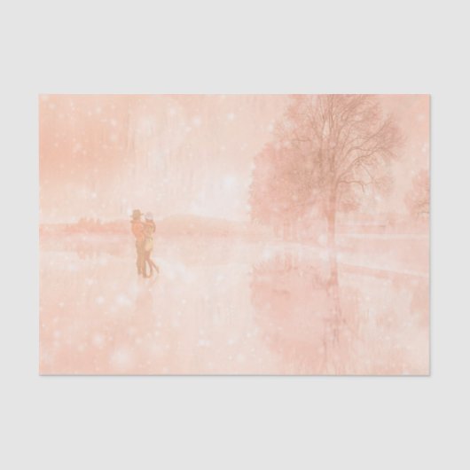 Liebhaber auf einem gefrorenen Teich Seidenpapier (Vorderseite)