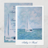 Liebhaber auf einem Segelboot - Hochzeitseinladung Einladung (Vorne/Hinten)