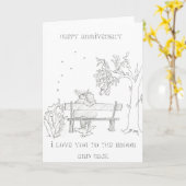 Liebhaber auf einer Bank Jubiläumskarte Karte (Gelbe Blume)