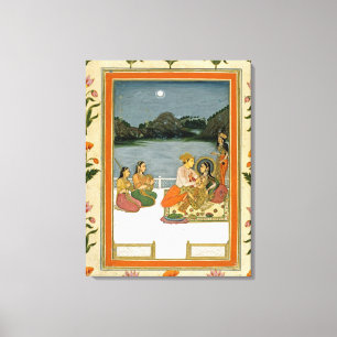 Liebhaber auf einer Terrasse durch einen moonlit Leinwanddruck