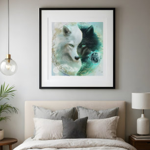Liebhaber-Balance – Mystischer Yin-Yang-Wolf Poster