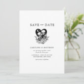 Liebhaber bis zum Tode Skelette und Rose Hochzeit Einladung (Stehend Vorderseite)