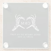 Liebhaber bis zum Tode Skelette und Rose Hochzeit Glasuntersetzer (Rückseite)