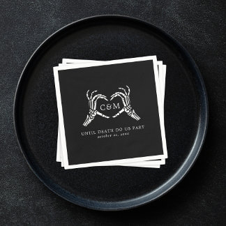 Liebhaber bis zum Tode Skelette und Rose Hochzeit Serviette