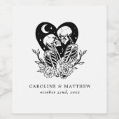 Liebhaber bis zum Tode Skelette und Rose Hochzeit Weinetikett (Einzelnes Label)