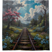 Liebhaber der Eisenbahn-Dampfbahn Duschvorhang (Vorderseite)