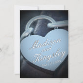 Liebhaber der Hochzeit Silver Padlock Fab Spaß Ein Einladung (Vorderseite)