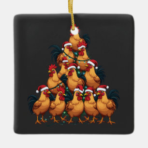 Liebhaber der Weihnachts-Hühnerfarm Lustiger Urlau Keramikornament