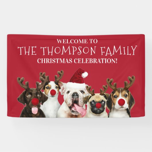 Liebhaber des Hundes, Familienname, Weihnachts-Par Banner (Horizontal)