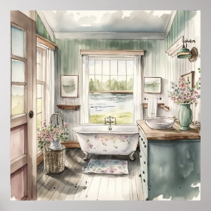 Liebhaber des niedlichen Country Badezimmers Poster