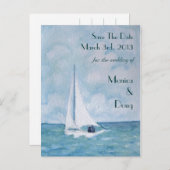 Liebhaber eines Segelbootes, Save the Date Postkar Ankündigungspostkarte (Vorne/Hinten)