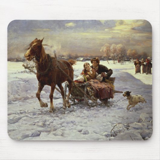 Liebhaber in einem Pferdeschlitten Mousepad (Vorne)