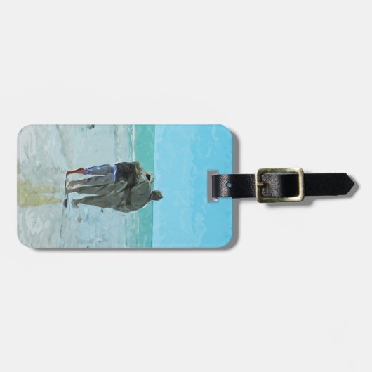 Liebhaber Jubiläumsspaziergang am Strand Abstrakt Gepäckanhänger (Vorderseite horizontal)