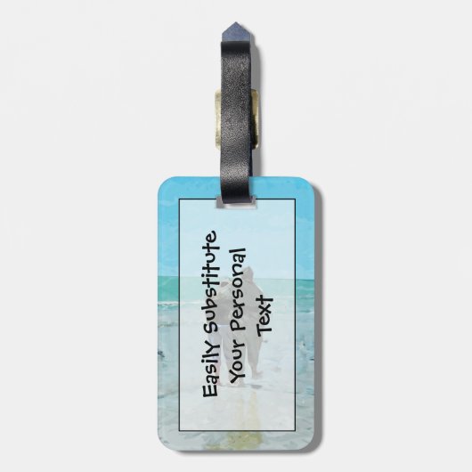 Liebhaber Jubiläumsspaziergang am Strand Abstrakt Gepäckanhänger (Rückseite vertikal)