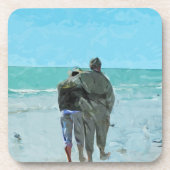 Liebhaber Jubiläumsspaziergang am Strand Abstrakt Untersetzer (Vorderseite)