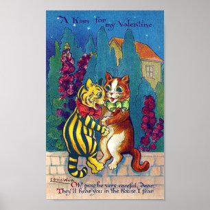 Liebhaber Katze an Valentinstag, Louis Wain Poster