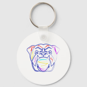 Liebhaber Linienzeichnung Artsy Englische Bulldogg Schlüsselanhänger