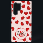 Liebhaber Rotes Herz auf Soft rosa mit Monogramm N Samsung Galaxy Hülle<br><div class="desc">Dieses stilvolle Handy-Gehäuse ist der perfekte Weg, um Ihrem besonderen jemanden zu zeigen, wie viel Sie sie Liebe haben! Mit farbenfrohen roten Herzen, die sich über sanft lila rosa Untergrund verbergen, ist es bemerkenswert und elegant, was es zu einem absoluten Muss für jedes romantische Paar macht. Dieses aus robustem und...</div>