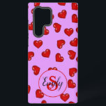 Liebhaber Rotes Herz auf stilvollen lila mit Monog Samsung Galaxy Hülle<br><div class="desc">Dieses stilvolle Handy-Gehäuse ist der perfekte Weg, um Ihrem besonderen jemanden zu zeigen, wie viel Sie sie Liebe haben! Mit farbenfrohen roten Herzen, die sich über lila Kulissen verbergen, ist es besonders ansprechend und elegant, was es zu einem absoluten Muss für jedes romantische Paar macht. Dieses aus robustem und langlebigem...</div>