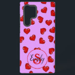 Liebhaber Rotes Herz auf stilvollen lila mit Monog Samsung Galaxy Hülle<br><div class="desc">Dieses stilvolle Handy-Gehäuse ist der perfekte Weg, um Ihrem besonderen jemanden zu zeigen, wie viel Sie sie Liebe haben! Mit farbenfrohen roten Herzen, die sich über lila Kulissen verbergen, ist es besonders ansprechend und elegant, was es zu einem absoluten Muss für jedes romantische Paar macht. Dieses aus robustem und langlebigem...</div>