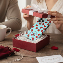 Liebhaber rotes Herzmuster auf Blue Custom Monogra