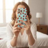 Liebhaber rotes Herzmuster auf Blue Custom Monogra Case-Mate iPhone Hülle