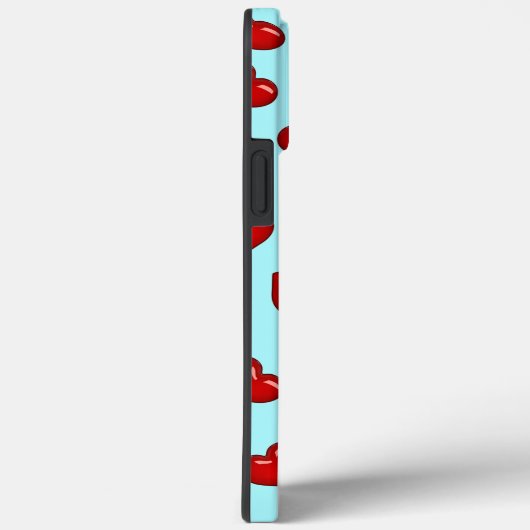 Liebhaber rotes Herzmuster auf Blue Custom Monogra Case-Mate iPhone Hülle (Rückseite / Rechts)