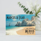 Liebhaber Strand, Cabo, Mexiko Hochzeitsankündigun Einladung (Stehend Vorderseite)