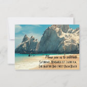 Liebhaber Strand, Cabo, Mexiko Hochzeitsankündigun Einladung (Rückseite)