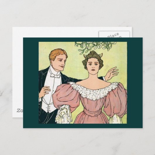 Liebhaber unter dem Mistleton Postkarte (Vorne/Hinten)