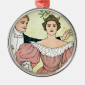 Liebhaber unter dem Mistleton Silbernes Ornament (Vorne)