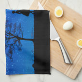 Liebhaber unter Vollmond Geschirrtuch (Viertel Falte)